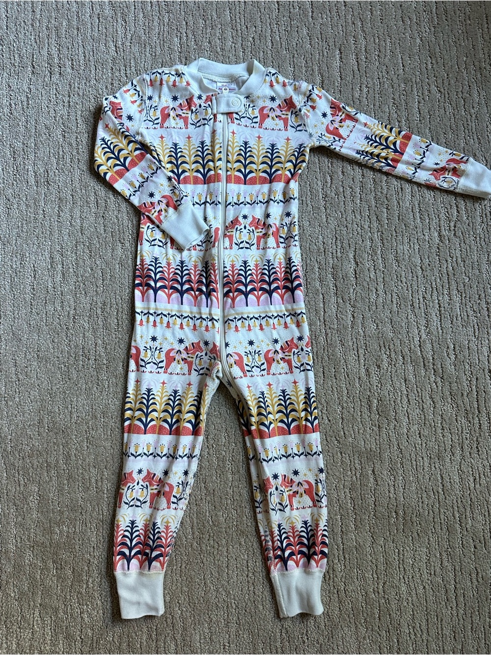 Hanna Andersson dala horse zip pjs